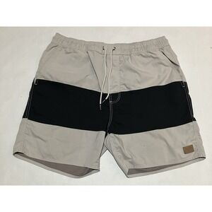 Brixton Shorts Men Size XL Drawsting Stretch Beige Black Two Tone Beach Outdoor